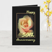 Carte de 50e anniversaire de mariage avec bouton d (Fleur jaune)