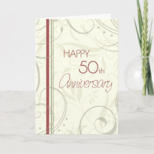 Carte de 50e anniversaire de mariage Beige Swirls