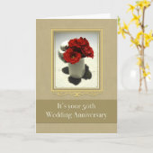Carte de 50e anniversaire de mariage Kitty & Tea R (Fleur jaune)