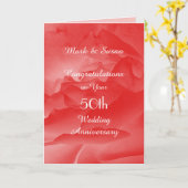 Carte de 50e anniversaire de mariage Rose corail (Fleur jaune)