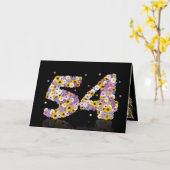 Carte de 54ème anniversaire avec lettres fleuries (Fleur jaune)