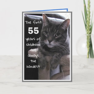 Carte de 55 ans drôle pour chat d'anniversaire