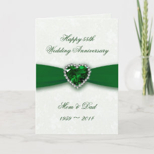 Carte de 55e anniversaire de mariage en Damas doux