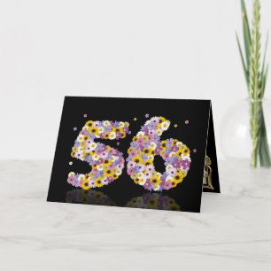 Carte de 56ème anniversaire avec lettres fleuries