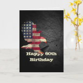 Carte de 60e anniversaire avec drapeau et aigle am (Fleur jaune)