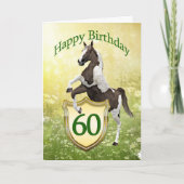 Carte de 60e anniversaire avec un cheval d'élevage (Devant)