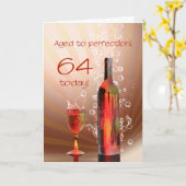 Carte de 64e anniversaire de vin éclaboussant (Fleur jaune)