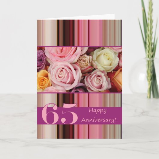 Carte de 65e anniversaire de mariage - Rayure de r (Devant)