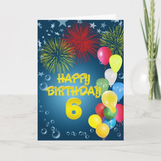 Carte de 6e anniversaire avec feux d'artifice et b (Devant)