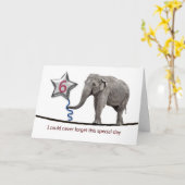 Carte de 6e anniversaire avec un éléphant à corde (Fleur jaune)