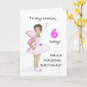 Carte de 6e anniversaire pour un Cousin - Fée noir (Fleur jaune)