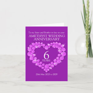 carte de 6ème anniversaire de mariage améthyste po