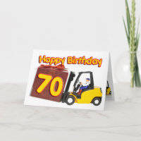 Carte de 70e anniversaire avec chariot élévateur à