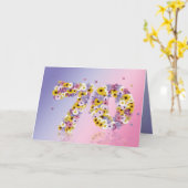 Carte de 70e anniversaire avec lettres fleuries (Fleur jaune)