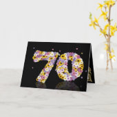 Carte de 70e anniversaire avec lettres fleuries (Fleur jaune)