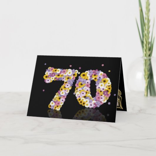 Carte de 70e anniversaire avec lettres fleuries (Devant)