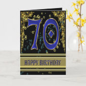 Carte de 70e anniversaire avec or et bulles (Fleur jaune)