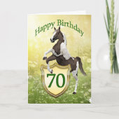 Carte de 70e anniversaire avec un cheval d'élevage (Devant)