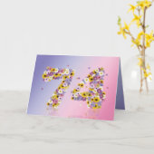Carte de 74e anniversaire avec lettres fleuries (Fleur jaune)