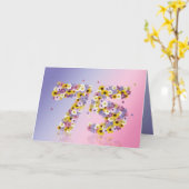 Carte de 75e anniversaire avec lettres fleuries (Fleur jaune)