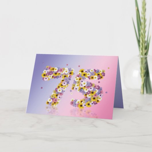 Carte de 75e anniversaire avec lettres fleuries (Devant)