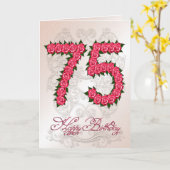 Carte de 75e anniversaire avec rose et feuille (Fleur jaune)