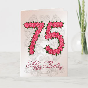 Carte de 75e anniversaire avec rose et feuille