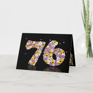 Carte de 76ème anniversaire avec lettres fleuries