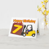 Carte de 7e anniversaire avec chariot élévateur à (Fleur jaune)