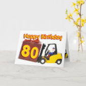 Carte de 80e anniversaire avec chariot élévateur à (Fleur jaune)