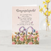 Carte de 80e anniversaire avec papillons et roses  (Fleur jaune)