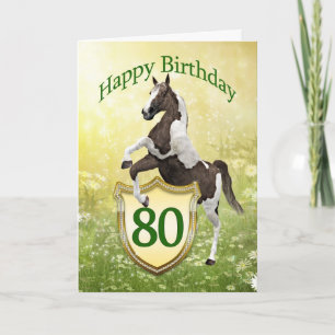 Carte de 80e anniversaire avec un cheval d'élevage