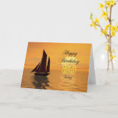 Carte de 80e anniversaire de Sunset yacht (Fleur jaune)