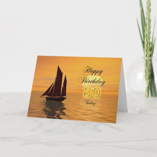 Carte de 80e anniversaire de Sunset yacht (Devant)