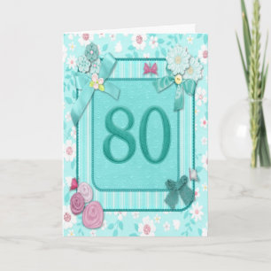 Carte de 80ème anniversaire avec fleurs