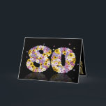 Carte de 80ème anniversaire avec lettres fleuries<br><div class="desc">Nombres formés à partir de fleurs marguerites. Une magnifique carte d'anniversaire pour une femme élégante. Voir toute la gamme de cartes pour les âges et les relations dans mon magasin. Toutes les oeuvres d'art copyright Norma Cornes</div>