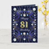 Carte de 81e anniversaire avec des masses de bijou (Fleur jaune)