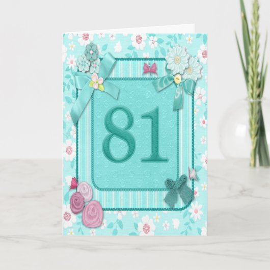 Carte de 81e anniversaire avec fleurs (Devant)