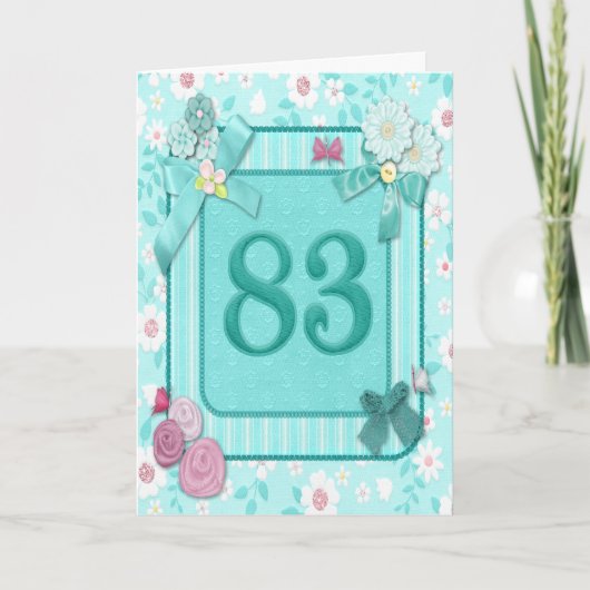 Carte de 83e anniversaire avec fleurs (Devant)