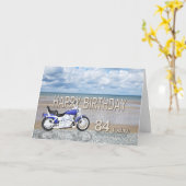 Carte de 84e anniversaire avec moto (Fleur jaune)
