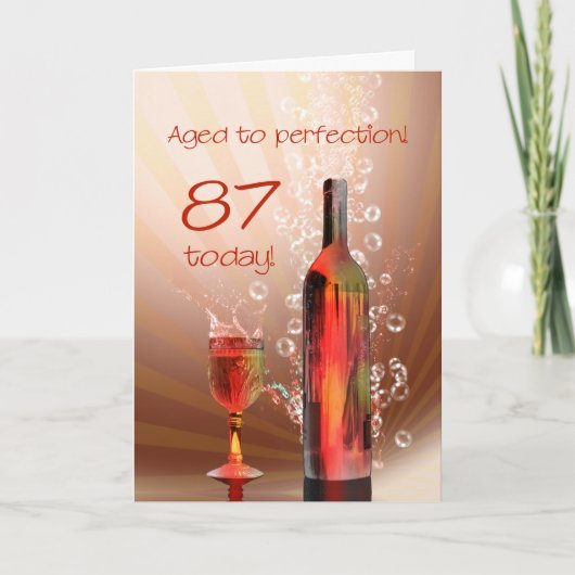 Carte de 87e anniversaire de vin éclaboussant (Devant)
