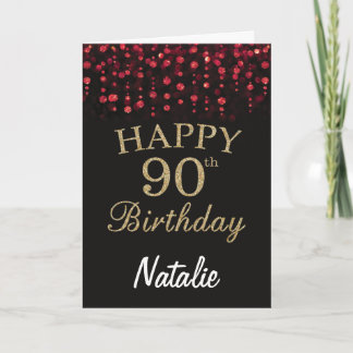 Carte de 90e anniversaire avec paillettes noires e