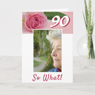 Carte de 90e anniversaire Rose rose Positive Photo