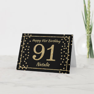 Carte de 91e anniversaire avec confettis pailletés
