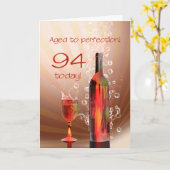 Carte de 94e anniversaire de vin éclaboussant (Fleur jaune)