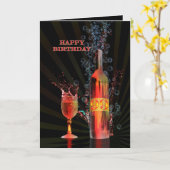 Carte de 99e anniversaire du vin éclaboussé (Fleur jaune)