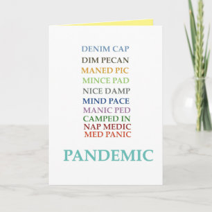 Carte de anagrammes Pandemic I Miss You