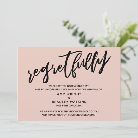 Carte de Annulation de Mariage Rouge Rosé avec Reg (Debout devant)