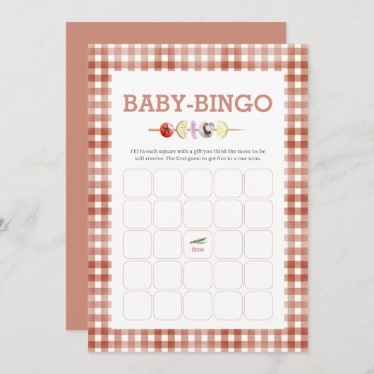 Carte de Baby Bingo au bébé à l'aquarelle (Devant / Derrière)