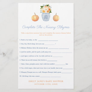 Carte de Baby shower Automne Citrouille Nursery Rh